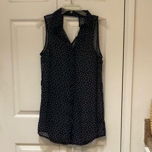 Sheer Navy Sleveless Blouse